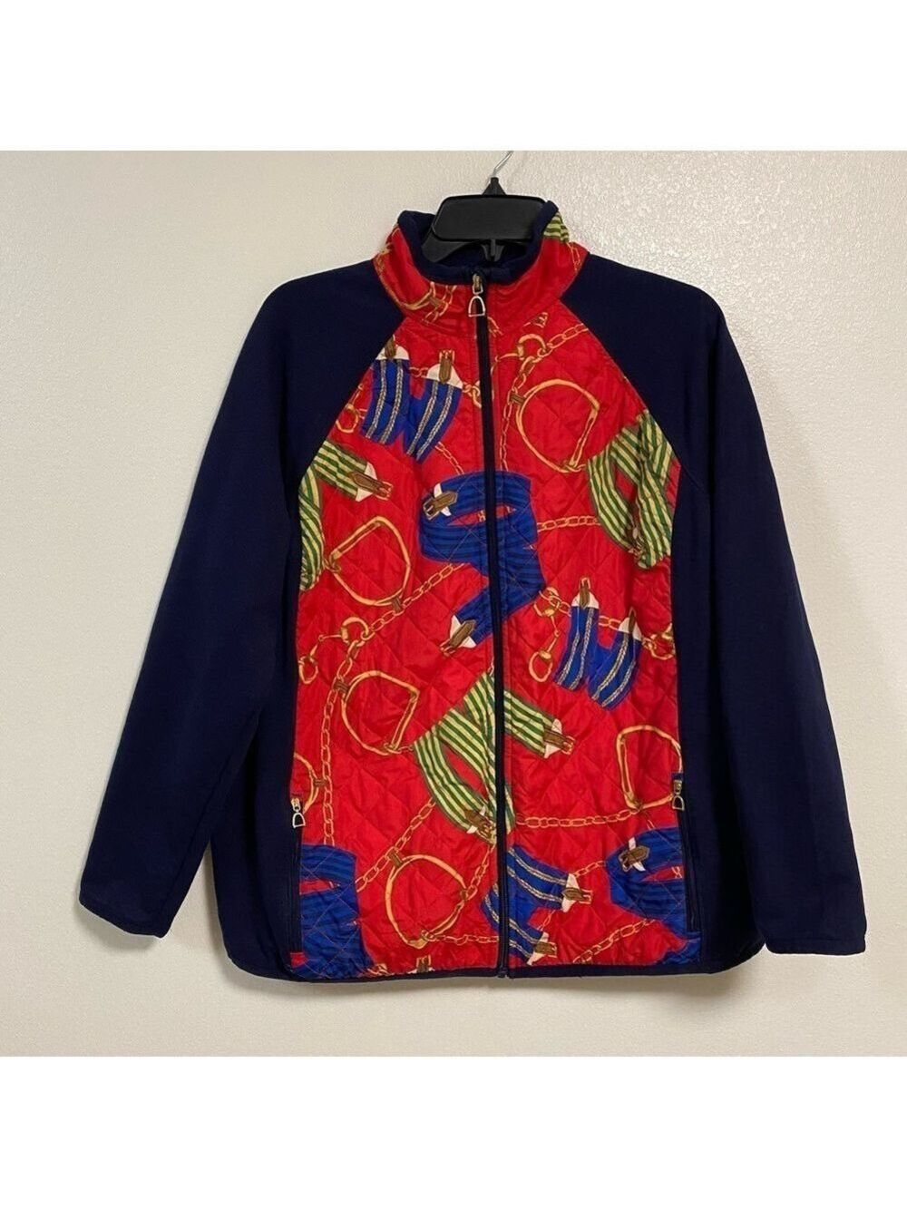 Lauren Ralph Lauren Active Quilted Equestrian Full Zip Jacket Red/Navy Size 2X